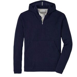 NWT - Peter Millar Grid Performance Half-Zip Golf Hoodie - Navy - MSRP $165